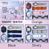 H28plus Smart Wireless Bluetooth Watch Black, Orange and Silver multi-color wristband combination set Item Picture